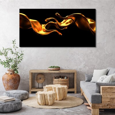 Tablou canvas Valuri aurii pe un fundal negru