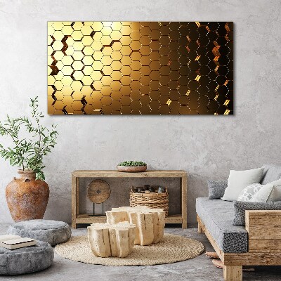 Tablou canvas Hexagoane aurii în lumină