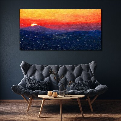 Tablou canvas Apus peste un peisaj montan