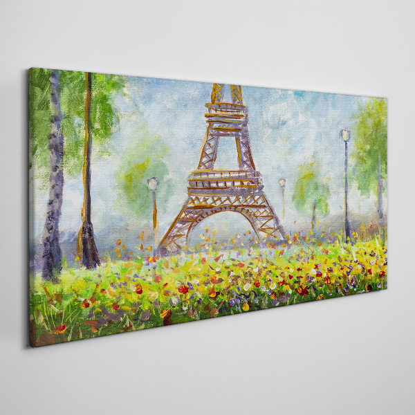 Tablou canvas Turnul Eiffel într-un cadru floral