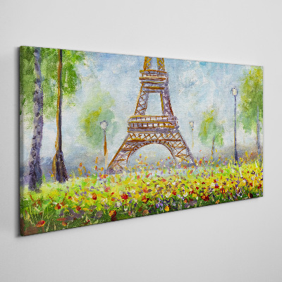 Tablou canvas Turnul Eiffel într-un cadru floral