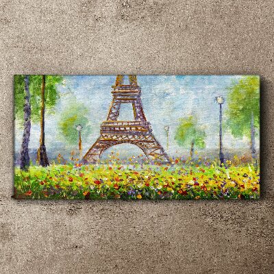 Tablou canvas Turnul Eiffel într-un cadru floral