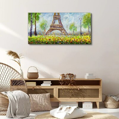 Tablou canvas Turnul Eiffel într-un cadru floral