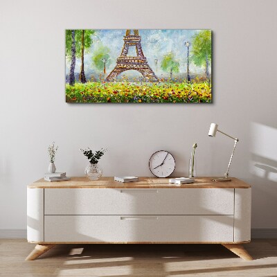 Tablou canvas Turnul Eiffel într-un cadru floral
