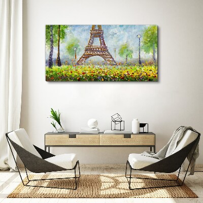 Tablou canvas Turnul Eiffel într-un cadru floral