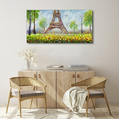 Tablou canvas Turnul Eiffel într-un cadru floral