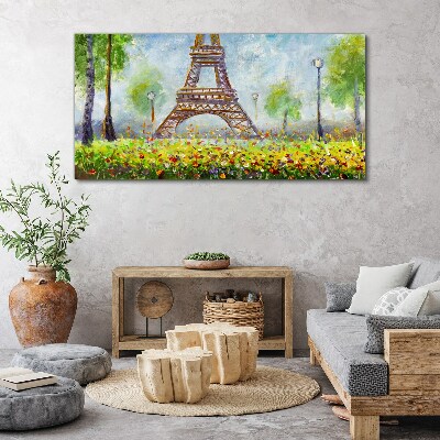 Tablou canvas Turnul Eiffel într-un cadru floral