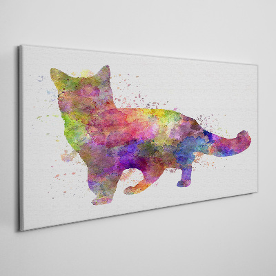 Tablou canvas Pisică colorată în stil acuarelă