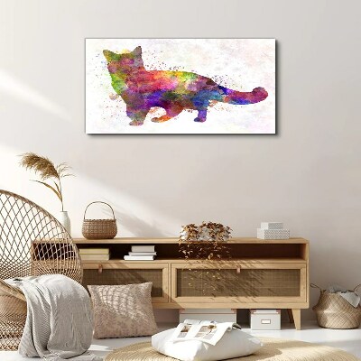 Tablou canvas Pisică colorată în stil acuarelă