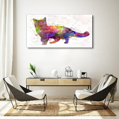 Tablou canvas Pisică colorată în stil acuarelă