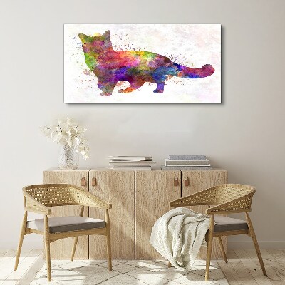 Tablou canvas Pisică colorată în stil acuarelă