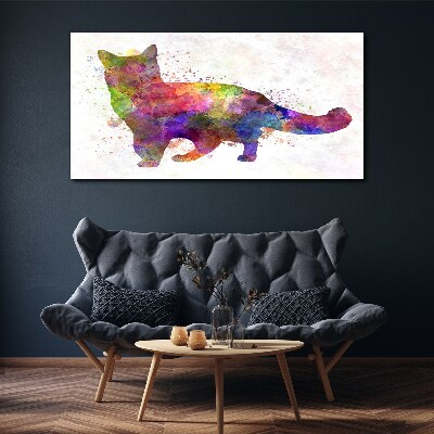 Tablou canvas Pisică colorată în stil acuarelă