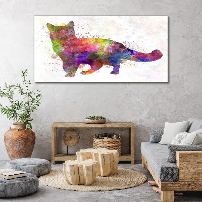 Tablou canvas Pisică colorată în stil acuarelă
