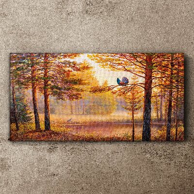 Tablou canvas Peisaj de toamnă cu păsări
