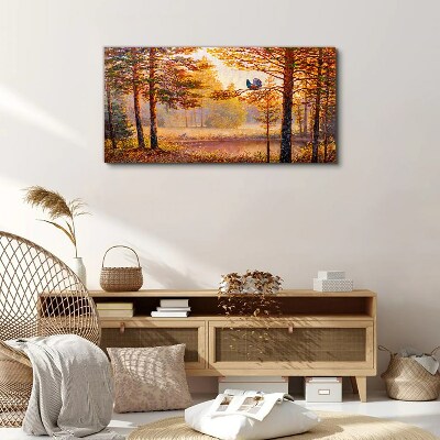 Tablou canvas Peisaj de toamnă cu păsări