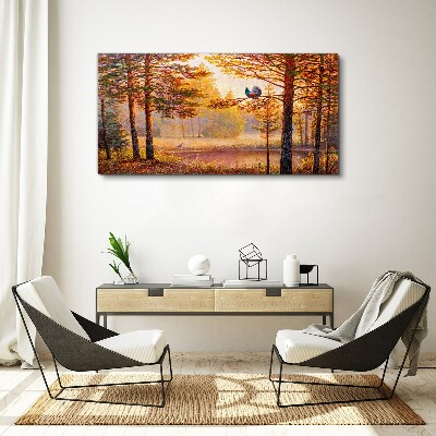 Tablou canvas Peisaj de toamnă cu păsări