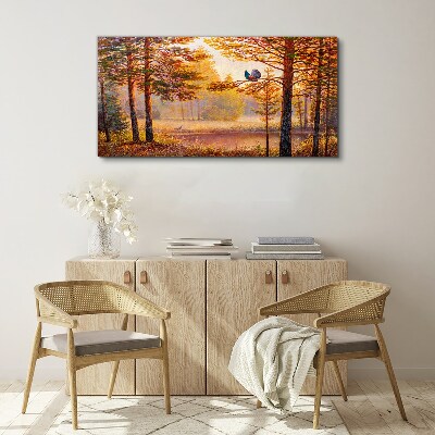 Tablou canvas Peisaj de toamnă cu păsări