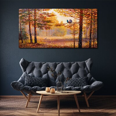 Tablou canvas Peisaj de toamnă cu păsări