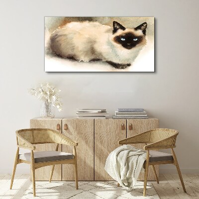 Tablou canvas Pisica siamesă în acuarele moi