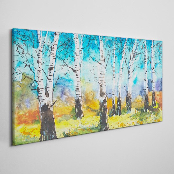 Tablou canvas Mesteacăni în peisaj vibrant