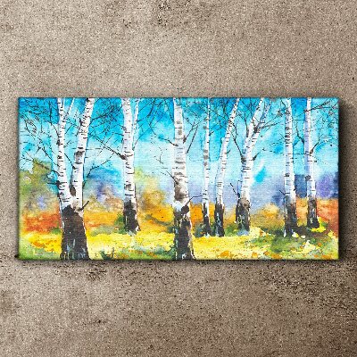 Tablou canvas Mesteacăni în peisaj vibrant
