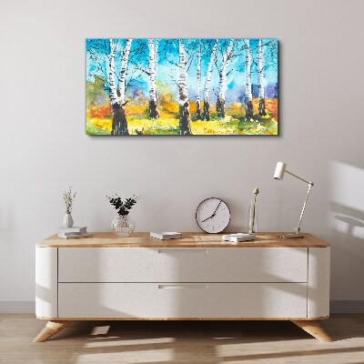 Tablou canvas Mesteacăni în peisaj vibrant