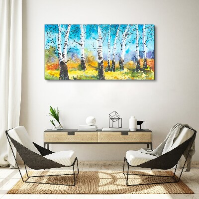 Tablou canvas Mesteacăni în peisaj vibrant