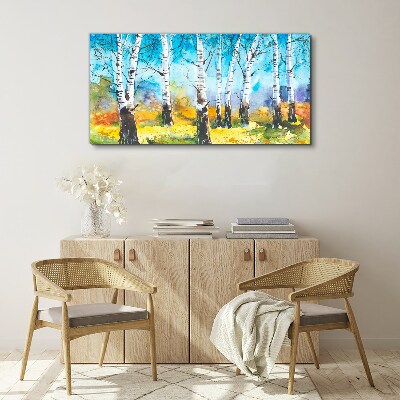Tablou canvas Mesteacăni în peisaj vibrant