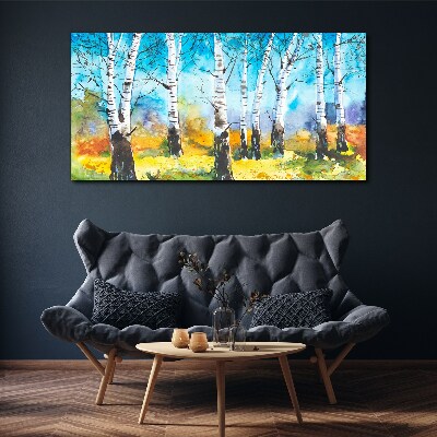 Tablou canvas Mesteacăni în peisaj vibrant