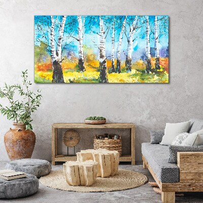 Tablou canvas Mesteacăni în peisaj vibrant