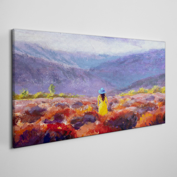 Tablou canvas Femeie într-un peisaj violet