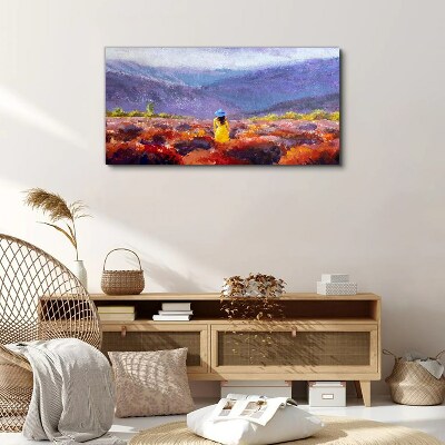 Tablou canvas Femeie într-un peisaj violet