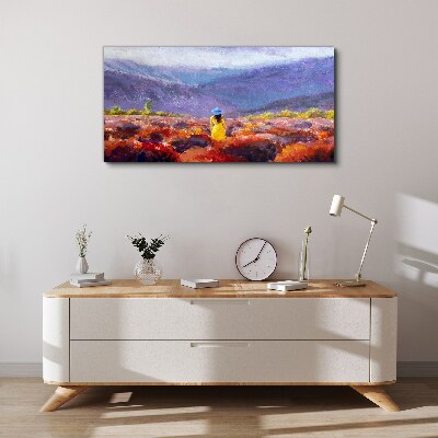 Tablou canvas Femeie într-un peisaj violet