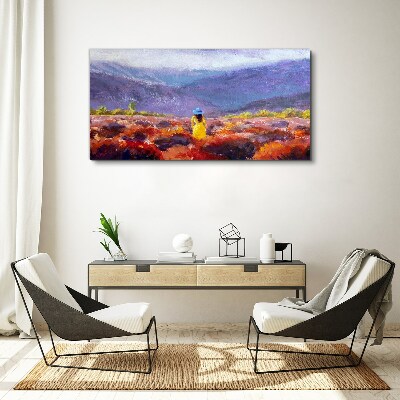 Tablou canvas Femeie într-un peisaj violet