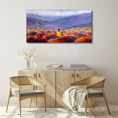 Tablou canvas Femeie într-un peisaj violet