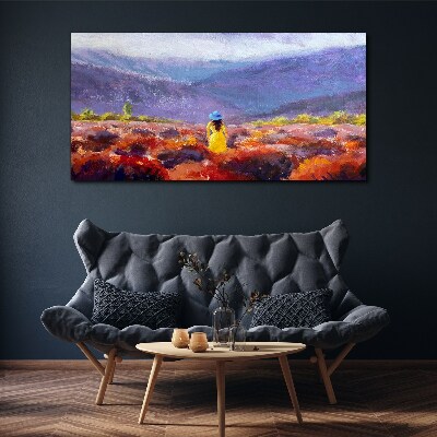 Tablou canvas Femeie într-un peisaj violet