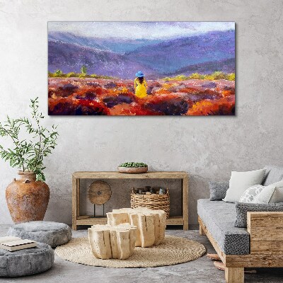 Tablou canvas Femeie într-un peisaj violet