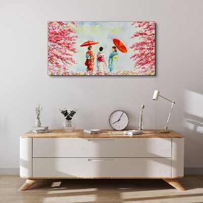 Tablou canvas O plimbare de primăvară sub copacii înfloriți