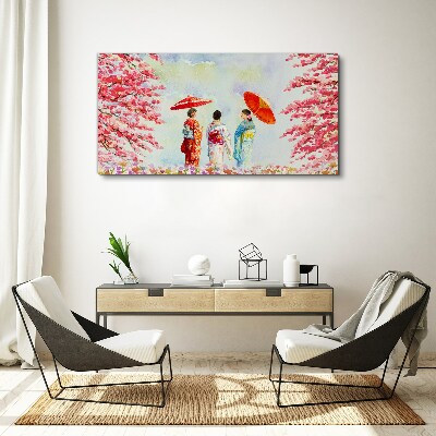 Tablou canvas O plimbare de primăvară sub copacii înfloriți