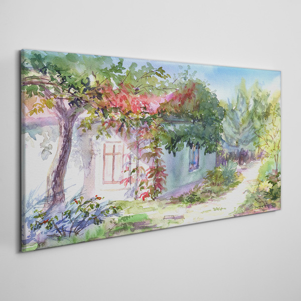 Tablou canvas Peisaj de vară cu casă și copaci