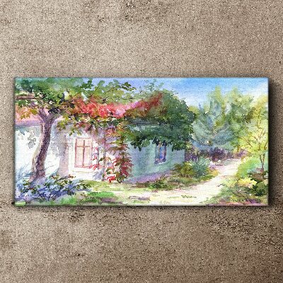 Tablou canvas Peisaj de vară cu casă și copaci