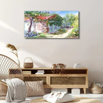 Tablou canvas Peisaj de vară cu casă și copaci