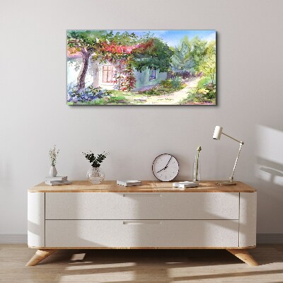 Tablou canvas Peisaj de vară cu casă și copaci