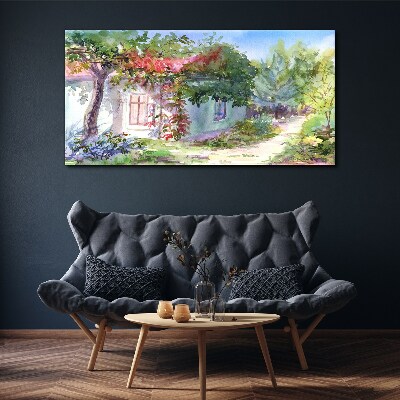 Tablou canvas Peisaj de vară cu casă și copaci