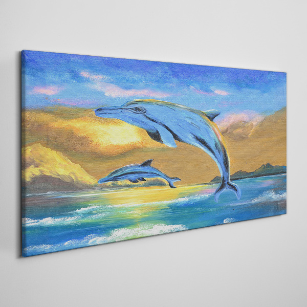 Tablou canvas Delfinii la apus