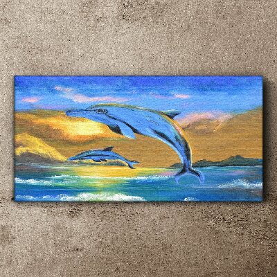 Tablou canvas Delfinii la apus