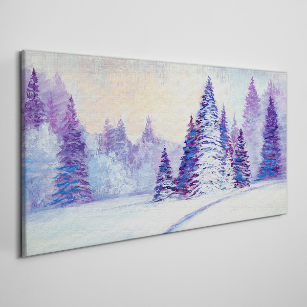 Tablou canvas Peisaj de iarnă cu copaci violet