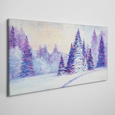 Tablou canvas Peisaj de iarnă cu copaci violet