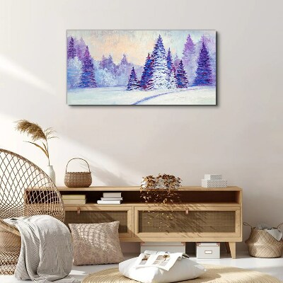 Tablou canvas Peisaj de iarnă cu copaci violet