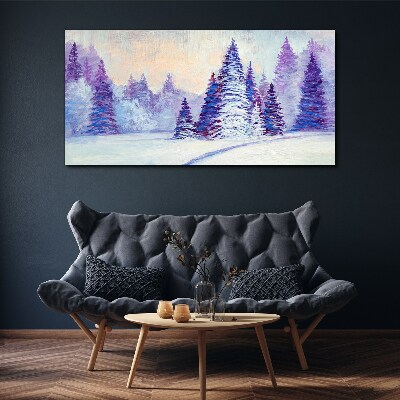 Tablou canvas Peisaj de iarnă cu copaci violet